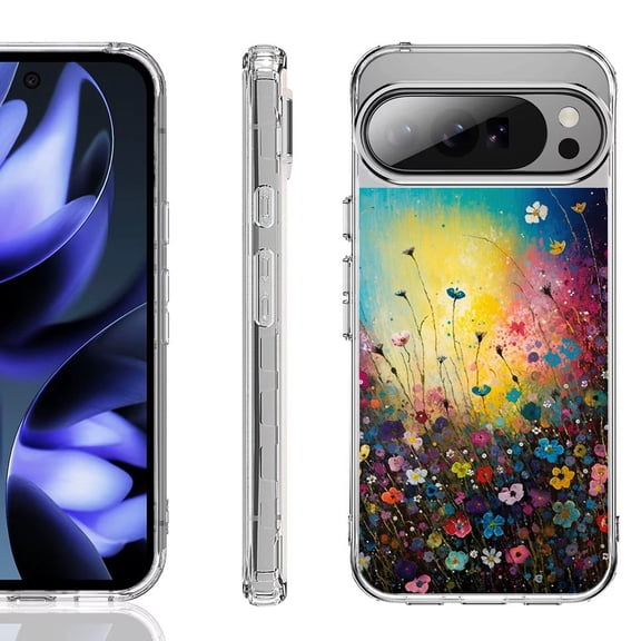 For Google Pixel 10 / 10 Pro Shockproof Phone Case, by OneToughShield - Flower Field