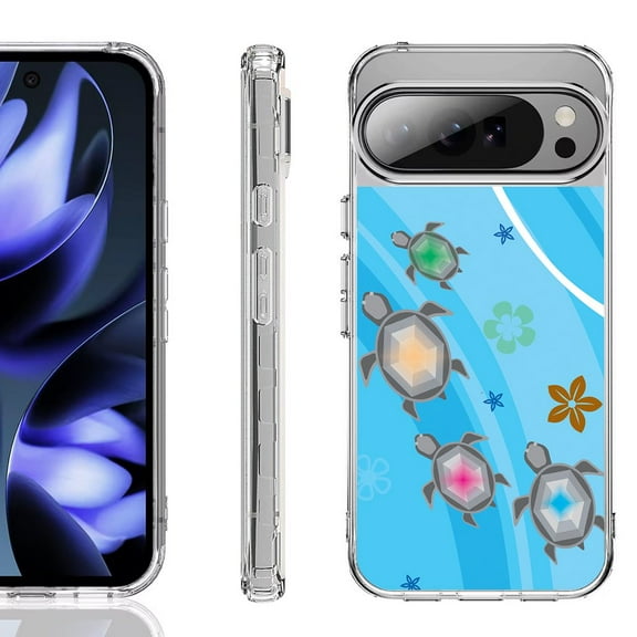For Google Pixel 10 / 10 Pro Shockproof Phone Case, by OneToughShield - Happy Turtle