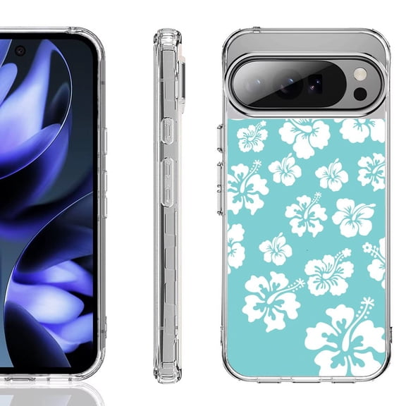 For Google Pixel 10 / 10 Pro Shockproof Phone Case, by OneToughShield - Hibiscus Teal