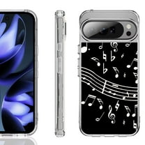 For Google Pixel 10 / 10 Pro Shockproof Phone Case, by OneToughShield - Music Notes / Black