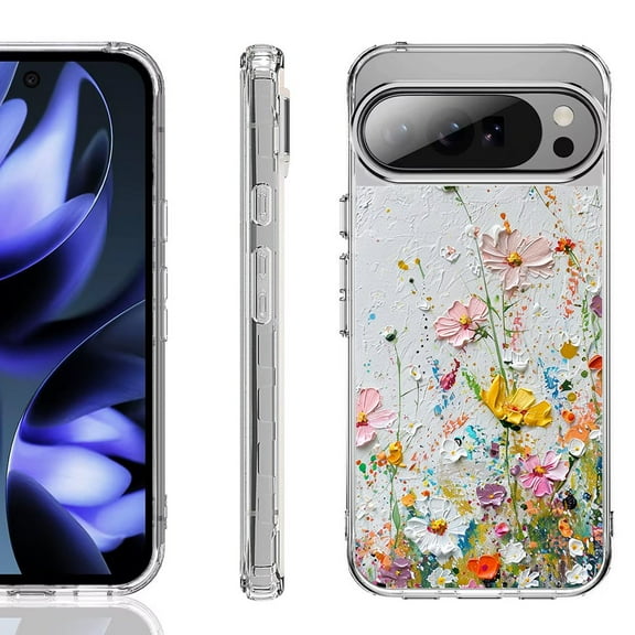 For Google Pixel 10 / 10 Pro Shockproof Phone Case, by OneToughShield - Pastel Flowers