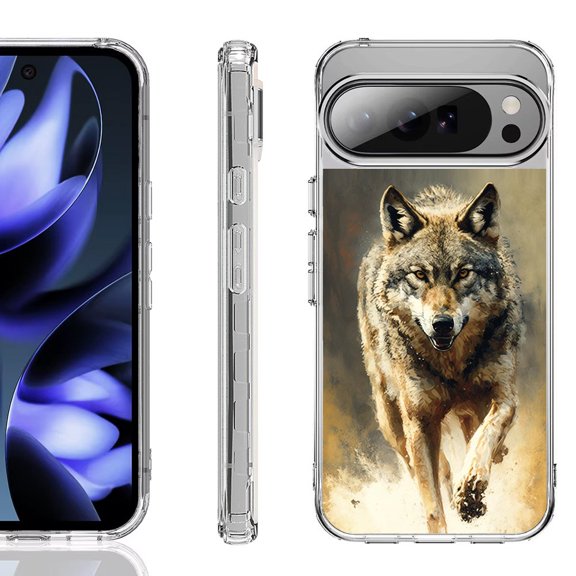 For Google Pixel 10 / 10 Pro Shockproof Phone Case, by OneToughShield - Running Wolf