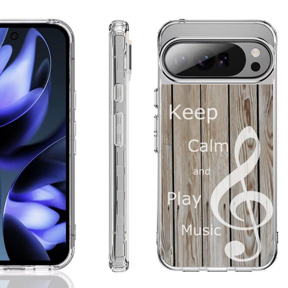 For Google Pixel 10 / 10 Pro Shockproof Phone Case, by OneToughShield - Wood/Music