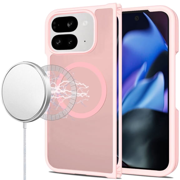 For Google Pixel 10 Pro Fold [Magnetic Circle] Smooth Safe Matte Feel Hybrid Case - Light Pink