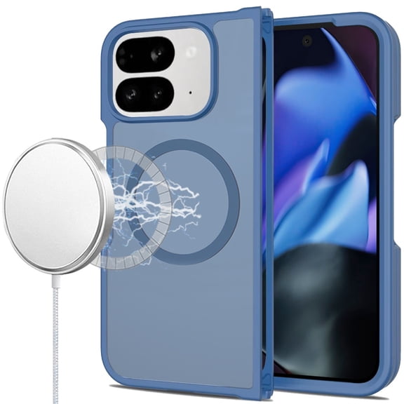 For Google Pixel 10 Pro Fold [Magnetic Circle] Smooth Safe Matte Feel Hybrid Case - Navy Blue