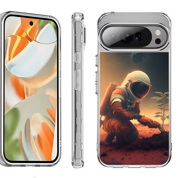 For Google Pixel 10 Pro XL Shockproof Protective Phone Case, by OneToughShield - Astronaut Planting