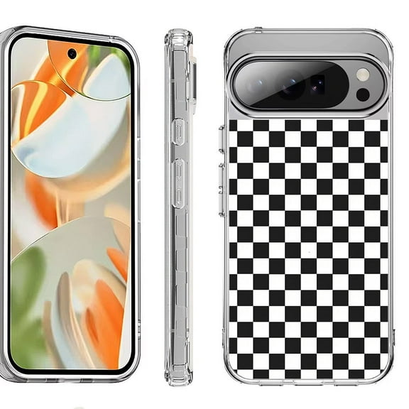 For Google Pixel 10 Pro XL Shockproof Protective Phone Case, by OneToughShield - Checker B/W