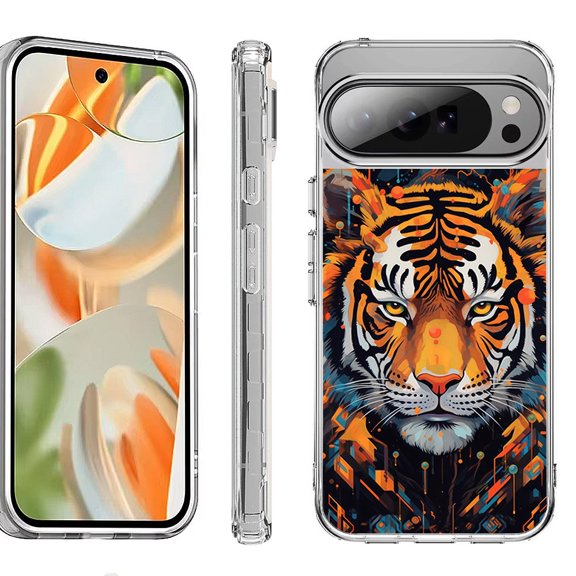For Google Pixel 10 Pro XL Shockproof Protective Phone Case, by OneToughShield - Cyberpunk Tiger