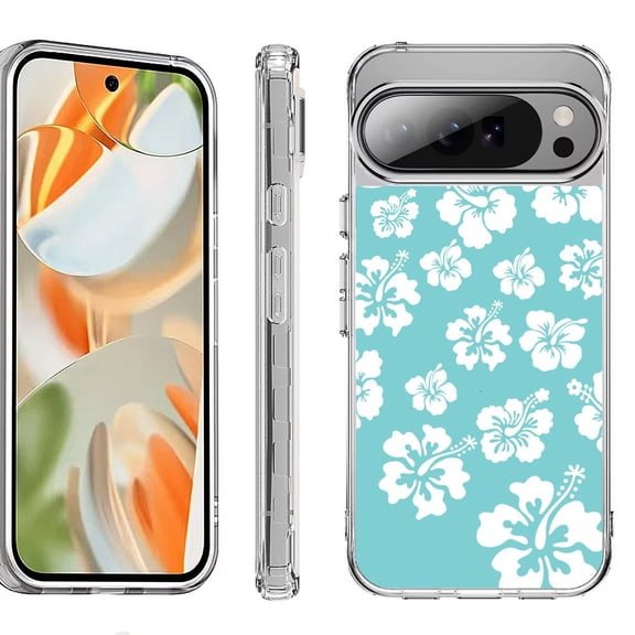 For Google Pixel 10 Pro XL Shockproof Protective Phone Case, by OneToughShield - Hibiscus Teal