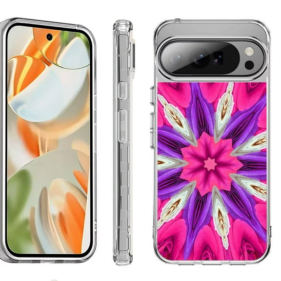 For Google Pixel 10 Pro XL Shockproof Protective Phone Case, by OneToughShield - Kaleidoscope Rose