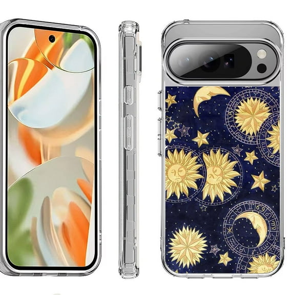 For Google Pixel 10 Pro XL Shockproof Protective Phone Case, by OneToughShield - Moon Sun Star