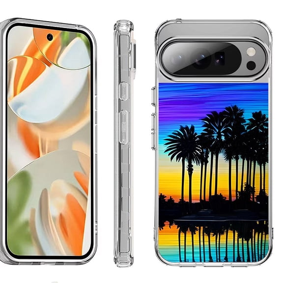 For Google Pixel 10 Pro XL Shockproof Protective Phone Case, by OneToughShield - Palmtree