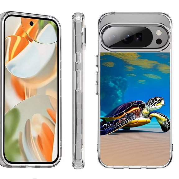 For Google Pixel 10 Pro XL Shockproof Protective Phone Case, by OneToughShield - Sea Turtle Beach