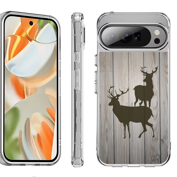 For Google Pixel 10 Pro XL Shockproof Protective Phone Case, by OneToughShield - Wood/Deer