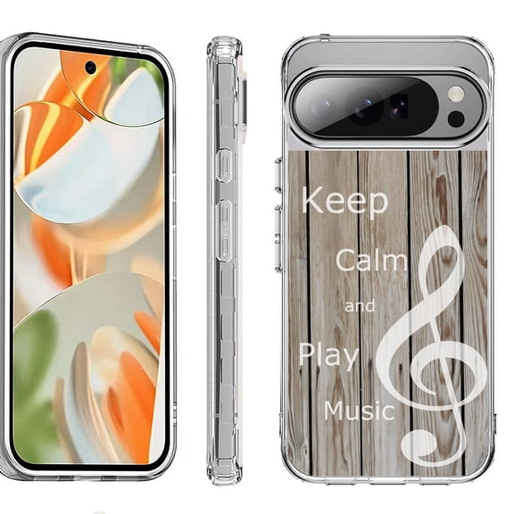 For Google Pixel 10 Pro XL Shockproof Protective Phone Case, by OneToughShield - Wood/Music