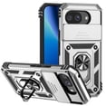 thumbnail image 1 of For Google Pixel 10a 6.3" Slim Fit With Slide Camera Cover & Rotated Ring Kickstand,Shockproof Phone Case,Siver,For Google Pixel 10a, 1 of 9