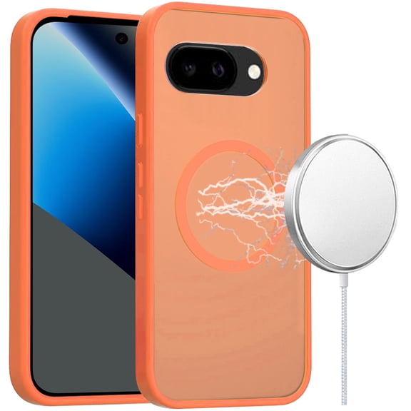 For Google Pixel 10a [Magnetic Circle] Smooth Safe Matte Feel Hybrid Case - Cosmic Orange