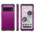 thumbnail image 1 of For Google Pixel 6 Pro Case, Slim Dual Layer 3 in 1 Heavy Duty Protection Hybrid Hard PC Soft Silicone Rugged Bumper Anti Slip Full-Body Protective Cases for Google Pixel 6 Pro 2021, Purple, 1 of 6