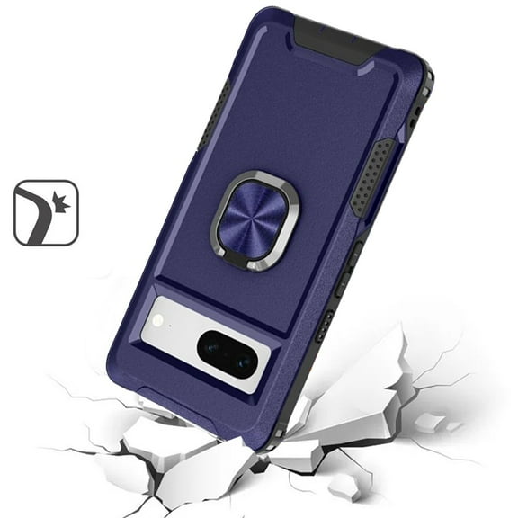 For Google Pixel 7 Heavy Duty 3in1 Magnetic Ring Kickstand Stand Hybrid Shockproof Military-Grade Drop Protection Cover ,Xpm Phone Case [ Blue ]