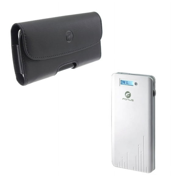 For Google Pixel 7 Pro - Case Belt Clip w Power Bank, Leather Holster Cover, 6000mAh Charger Portable for Google Pixel 7 Pro Phones