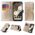 thumbnail image 1 of For Google Pixel 7 Pro Case Wallet, Stylish Flower Butterfly Embossed PU Leather Flip Cover Stand Shockproof Cards Slots Hand Wrist Phone Case for Google Pixel 7 Pro, Gold, 1 of 11