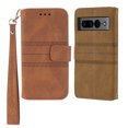 thumbnail image 1 of For Google Pixel 7 Pro Flip Case, Premium PU Leather Folio Flip with Design Card Slots Wrist Strap Shockproof Kickstand Magnetic Protective Girls Cover For Google Pixel 7 Pro, Brown, 1 of 9