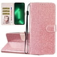 thumbnail image 1 of For Google Pixel 7A Case Bling Glitter Shiny Magnetic Closure Luxury PU Leather RFID Blocking Wallet Card Holder Hand Strap Folio Kickstand Flip Case Women Girls For Google Pixel 7A, Rosegold, 1 of 7