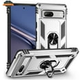 thumbnail image 1 of For Google Pixel 7A Shockproof Hybrid Dual Layer PC + TPU with Ring Stand Metal Kickstand Heavy Duty Armor Shell Phone Case Cover by Xpression - Silver, 1 of 8