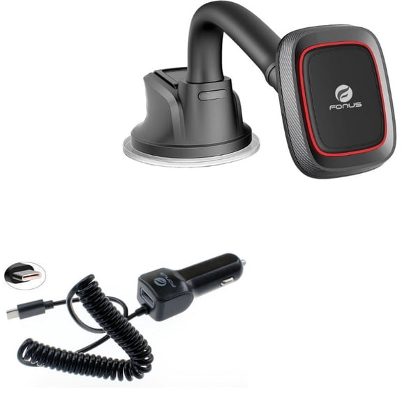 For Google Pixel 7a/7/Pro/6a - Car Mount w Car Charger, Magnetic Holder Dash, 3.1A Type-C Power for Google Pixel 7a/7/Pro/6a Phones