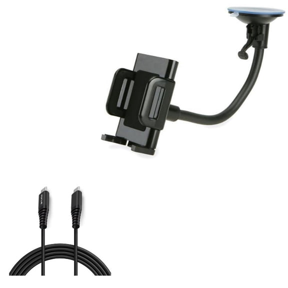 For Google Pixel 7a/7/Pro/6a - Car Mount w USB-C Cable, Windshield Holder Glass, 6ft Long Fast Charge Power Cord for Google Pixel 7a/7/Pro/6a Phones