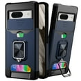 thumbnail image 1 of For Google Pixel 8 5G Multi-Functional Card Magnetic Ring Stand Hybrid Camera Case Cover - Blue, 1 of 3