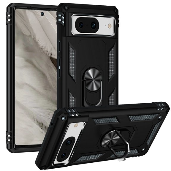 For Google Pixel 8 5G Case Ring Holder Magnetic Kickstand Hybrid Phone Cover