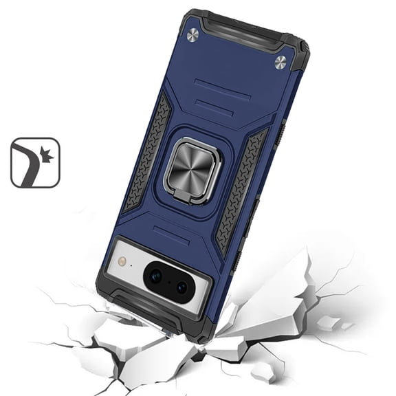 For Google Pixel 8 Pro 5G Armor Hybrid with Ring Holder Kickstand Shockproof Heavy-Duty Durable 2in1 Rugged Cover ,Xpm Phone Case [ Blue ]