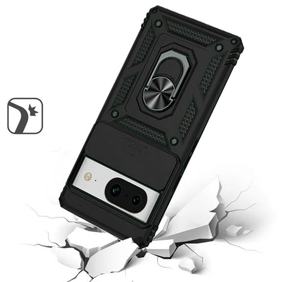 For Google Pixel 8 Pro 5G Case with Stand, Camera Lens Protection & 360° Rotate Ring Kickstand, Shockproof Bumper Cover ,Xpm Phone Case [ Black ]