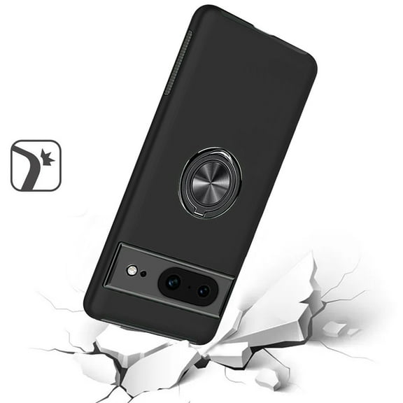 For Google Pixel 8 Pro 5G Hybrid 360 Degree Rotatable Metal Invisible Ring Stand Holder Fit Magnetic Car Mount Slim Cover ,Xpm Phone Case [ Black ]