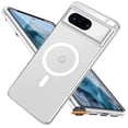 thumbnail image 1 of For Google Pixel 8A Magnetic Cristal Clear Design Compatible with Magsafe Wireless Charger PC + TPU Hybrid Slim Transparent Phone Case Cover by Xpression - Clear, 1 of 9