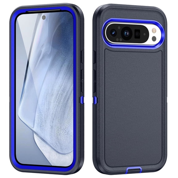 For Google Pixel 9 6.3 inch Shockproof Rugged Full Body Protection Heavy Duty Dust/Drop Proof 3-Layer Cover Case​,Blue,For Google Pixel 9
