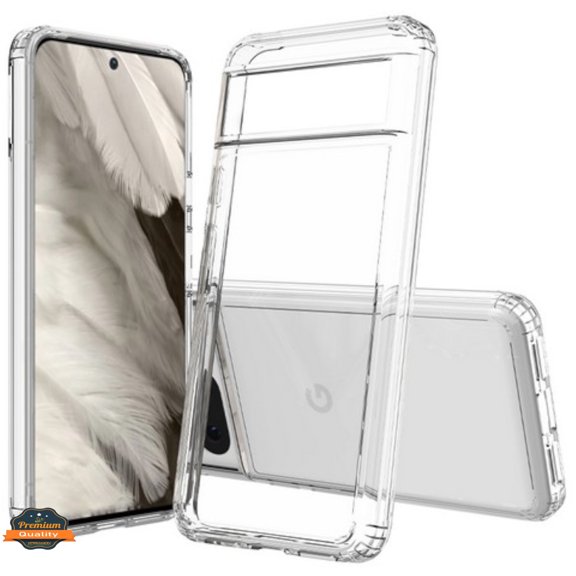 For Google Pixel 9 /9 Pro (6.3") Crystal HD Clear Back Panel + TPU Bumper Frame Hybrid Thin Slim Hard Shockproof Defender Case Cover [Clear]