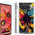 thumbnail image 1 of For Google Pixel 9 / 9 Pro Phone Case Cover, Shockproof Bumper Case with Tempered Glass Screen Protector, by OneToughShield - Abstract Butterfly, 1 of 4