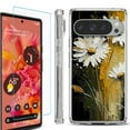 thumbnail image 1 of For Google Pixel 9 / 9 Pro Phone Case Cover, Shockproof Bumper Case with Tempered Glass Screen Protector, by OneToughShield - Abstract Daisy, 1 of 4