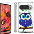 thumbnail image 1 of For Google Pixel 9 / 9 Pro Phone Case Cover, Shockproof Bumper Case with Tempered Glass Screen Protector, by OneToughShield - Blue Owl, 1 of 4