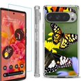 thumbnail image 1 of For Google Pixel 9 / 9 Pro Phone Case Cover, Shockproof Bumper Case with Tempered Glass Screen Protector, by OneToughShield - Butterfly Flower, 1 of 4