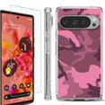 thumbnail image 1 of For Google Pixel 9 / 9 Pro Phone Case Cover, Shockproof Bumper Case with Tempered Glass Screen Protector, by OneToughShield - Camo Pink, 1 of 4
