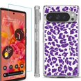 thumbnail image 1 of For Google Pixel 9 / 9 Pro Phone Case Cover, Shockproof Bumper Case with Tempered Glass Screen Protector, by OneToughShield - Cheetah Purple, 1 of 4