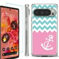 thumbnail image 1 of For Google Pixel 9 / 9 Pro Phone Case Cover, Shockproof Bumper Case with Tempered Glass Screen Protector, by OneToughShield - Chevron/Anchor, 1 of 4