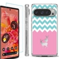 thumbnail image 1 of For Google Pixel 9 / 9 Pro Phone Case Cover, Shockproof Bumper Case with Tempered Glass Screen Protector, by OneToughShield - Chevron/Teal/Deer, 1 of 4