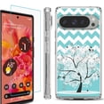 thumbnail image 1 of For Google Pixel 9 / 9 Pro Phone Case Cover, Shockproof Bumper Case with Tempered Glass Screen Protector, by OneToughShield - Chevron/Tree, 1 of 4