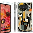 thumbnail image 1 of For Google Pixel 9 / 9 Pro Phone Case Cover, Shockproof Bumper Case with Tempered Glass Screen Protector, by OneToughShield - Chill Cat, 1 of 4