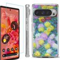 thumbnail image 1 of For Google Pixel 9 / 9 Pro Phone Case Cover, Shockproof Bumper Case with Tempered Glass Screen Protector, by OneToughShield - Chrysanthemums, 1 of 4