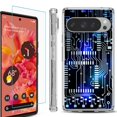 thumbnail image 1 of For Google Pixel 9 / 9 Pro Phone Case Cover, Shockproof Bumper Case with Tempered Glass Screen Protector, by OneToughShield - Cosmos Circuit, 1 of 4